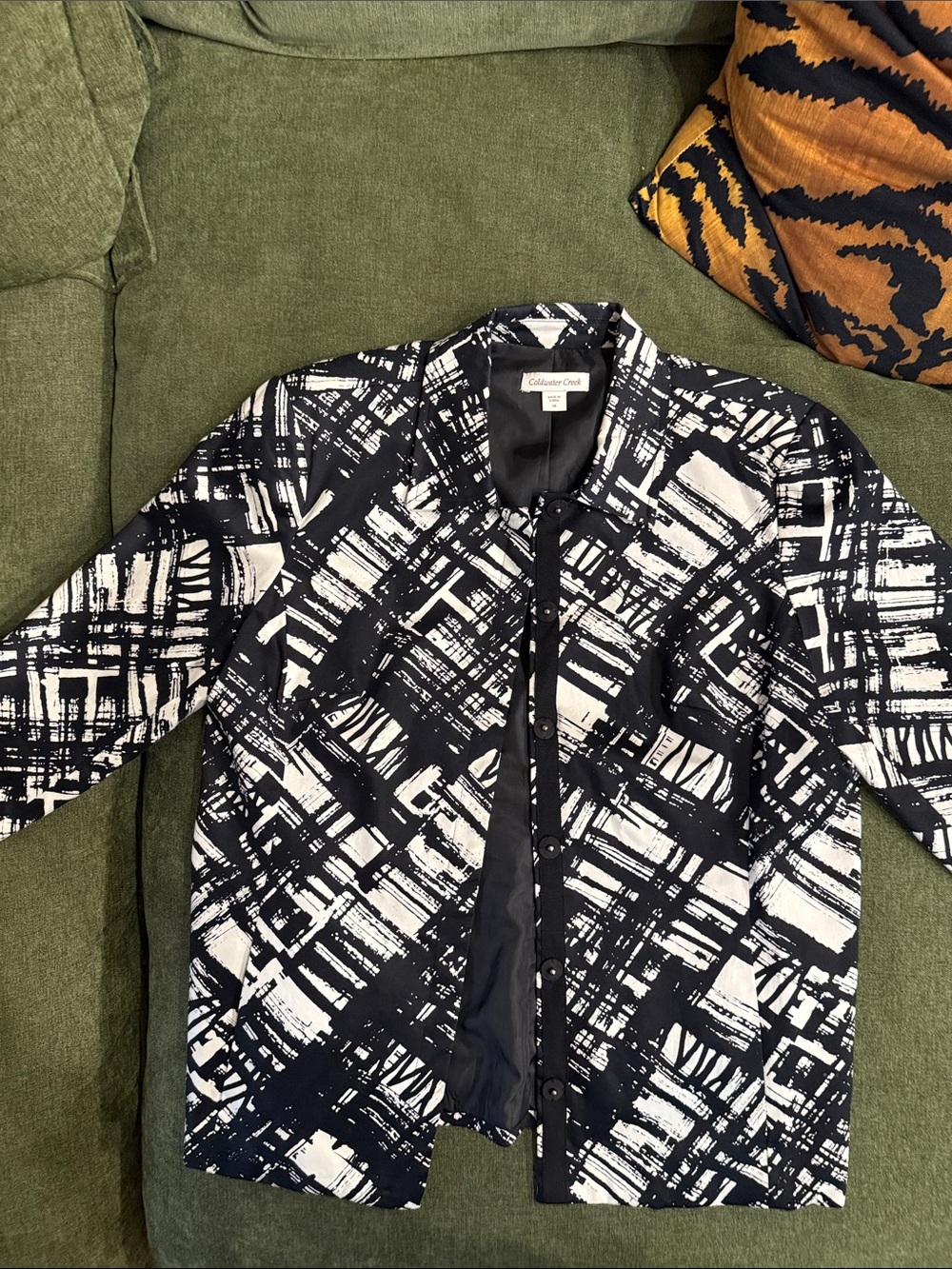 Coldwater Creek jacket - black & white graphic design. Size 14, Runs small